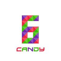 Geometric number 6 with perfect combination of bright purple, red, and green colors. Good for business logo, design element, t-shirt design, print use, etc.