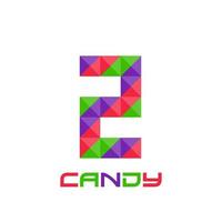 Geometric number 2 with perfect combination of bright purple, red, and green colors. Good for business logo, design element, t-shirt design, print use, etc.