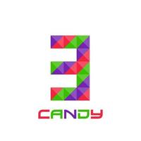 Geometric number 3 with perfect combination of bright purple, red, and green colors. Good for business logo, design element, t-shirt design, print use, etc.