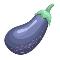 Fresh Eggplant vegetable isolated icon. Eggplant for farm market, vegetarian salad recipe design. vector illustration in flat style