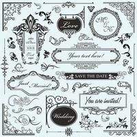 conjunto de elementos caligráficos de boda vector