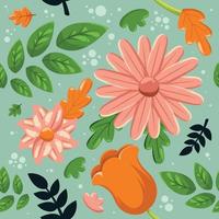 Nature Seamless Pattern With Spring Floral Object vector