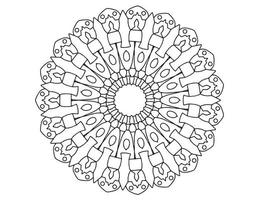 mandala en blanco y negro, tatuaje, página para colorear, círculo, adornos, vector