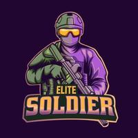 plantilla de logotipo de mascota de soldado de élite vector