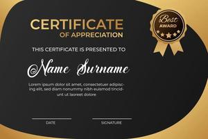 Creative certificate of appreciation award template. modern design. vector illustration