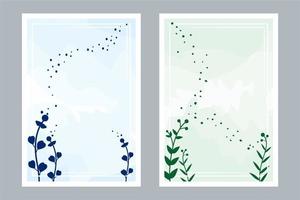 Wall art pastel blue and green with spring feeling and natural object vector