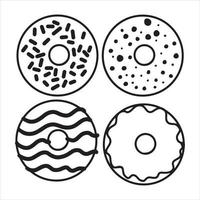 Doughnut  Set Icon Vector, Donut outline in various style vector illustration