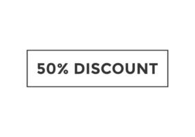 50 percent discount text sign icon on black color text web button template vector