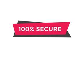 100 percentsecure text web button colorful shape white text 100 percent secure vector