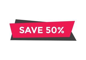 save 50 percent text web button template discount vector