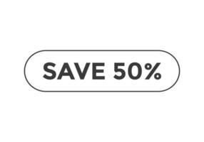 save 50 percent text web button template discount vector