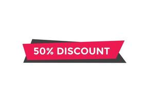 50 percent discount text sign icon on black color text web button template vector