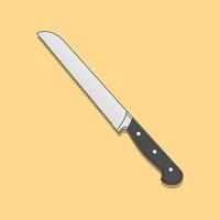 Bread Knife Vector Icon Illustration flat style on yellow background for web, landing page, ads, advertisement, sticker, banner, flier