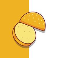 ilustración de icono de vector de bollos de hamburguesa. vector de bollos de hamburguesa. estilo de caricatura plano adecuado para la página de inicio web, pancarta, volante, pegatina, papel tapiz, fondo