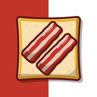 ilustración de icono de vector de pan de tocino. pan con vector de cobertura de tocino. estilo de caricatura plano adecuado para la página de inicio web, pancarta, volante, pegatina, papel tapiz, fondo