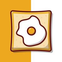 Bread with Sunny Side Up Vector Icon Illustration. Fried Egg Sandwich Vector. Flat Cartoon Style Suitable for Web Landing Page, Banner, Flyer, Sticker, Wallpaper, Background