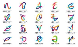 colorful random letter set logo vector