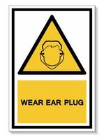 Symbol Wear Ear Plug Sign Isolate On White Background,Vector Illustration EPS.10 vector