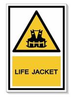 icono de ppe vistiendo un chaleco salvavidas para signo de símbolo de seguridad aislar sobre fondo blanco, ilustración vectorial eps.10