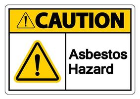 Precaución signo de símbolo de peligro de asbesto sobre fondo blanco. vector