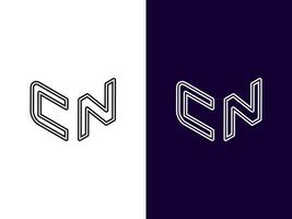 Initial letter CN minimalist and modern 3D logo design vector