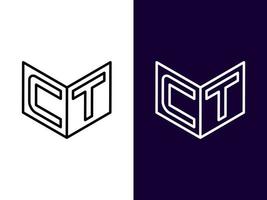 Initial letter CT minimalist and modern 3D logo design vector