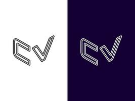 Initial letter CV minimalist and modern 3D logo design vector