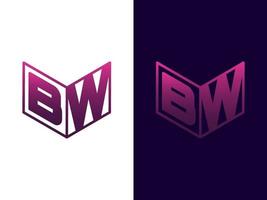 letra inicial bw diseño de logotipo 3d minimalista y moderno vector