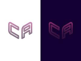 letra inicial ca diseño de logotipo 3d minimalista y moderno vector