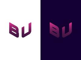 Initial letter BU minimalist and modern 3D logo design vector