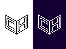 Initial letter CH minimalist and modern 3D logo design vector