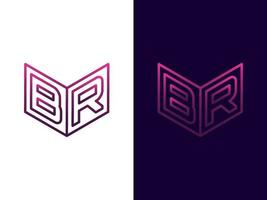 Initial letter BR minimalist and modern 3D logo design vector