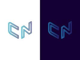 Initial letter CN minimalist and modern 3D logo design vector