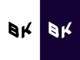 Initial letter BK minimalist and modern 3D logo design vector