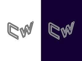 Initial letter CW minimalist and modern 3D logo design vector