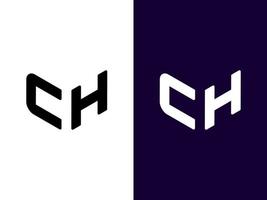 Initial letter CH minimalist and modern 3D logo design vector