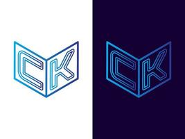 Initial letter CK minimalist and modern 3D logo design vector