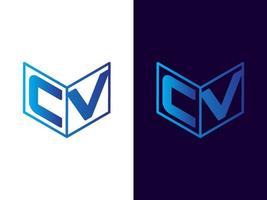 Initial letter CV minimalist and modern 3D logo design vector