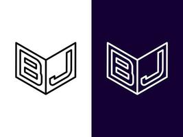 Initial letter BJ minimalist and modern 3D logo design vector