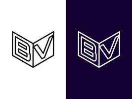 Initial letter BV minimalist and modern 3D logo design vector