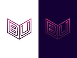 Initial letter BU minimalist and modern 3D logo design vector