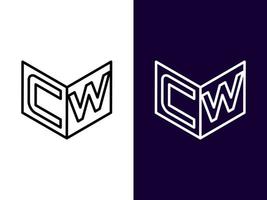 Initial letter CW minimalist and modern 3D logo design vector