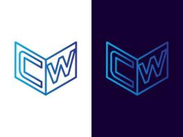 Initial letter CW minimalist and modern 3D logo design vector