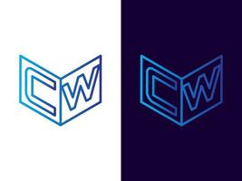 Initial letter CW minimalist and modern 3D logo design vector