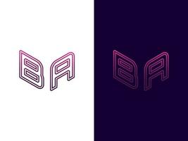 letra inicial ba diseño de logotipo 3d minimalista y moderno vector