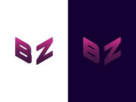 Initial letter BZ minimalist and modern 3D logo design vector