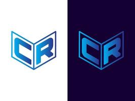 Initial letter CR minimalist and modern 3D logo design vector