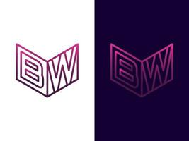 Initial letter BW minimalist and modern 3D logo design vector