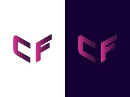 Initial letter CF minimalist and modern 3D logo design vector