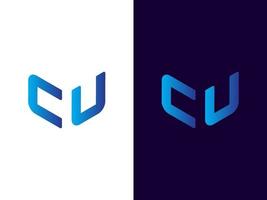 Initial letter CU minimalist and modern 3D logo design vector